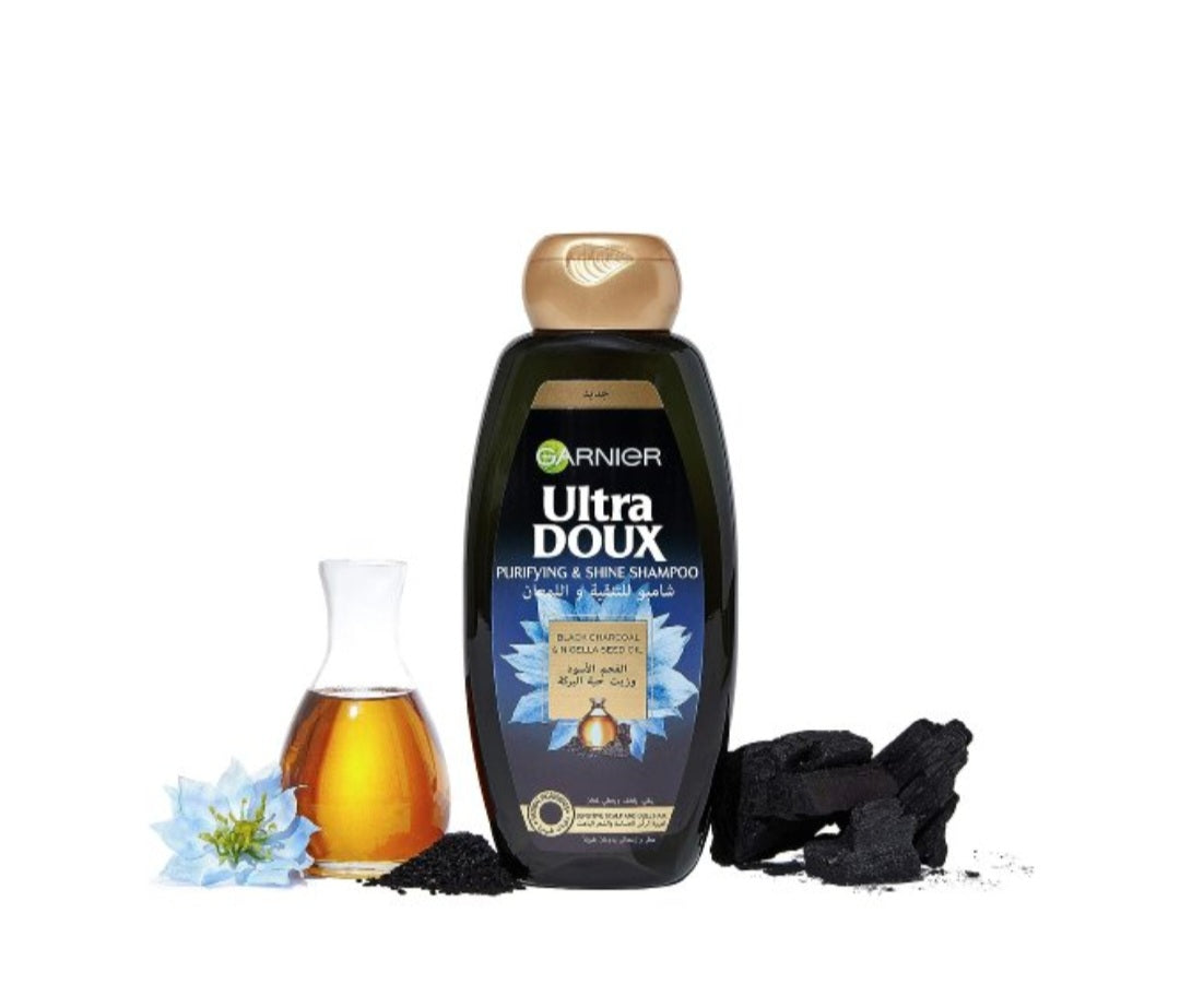 Garnier Ultra Doux Purifying & Shine Routine Kit Shampoo Black Charcoal & Nigella Seed Oil