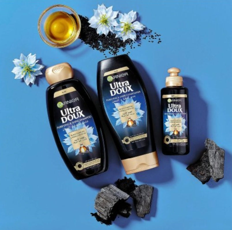 Garnier Ultra Doux Purifying & Shine Routine Kit Shampoo Black Charcoal & Nigella Seed Oil