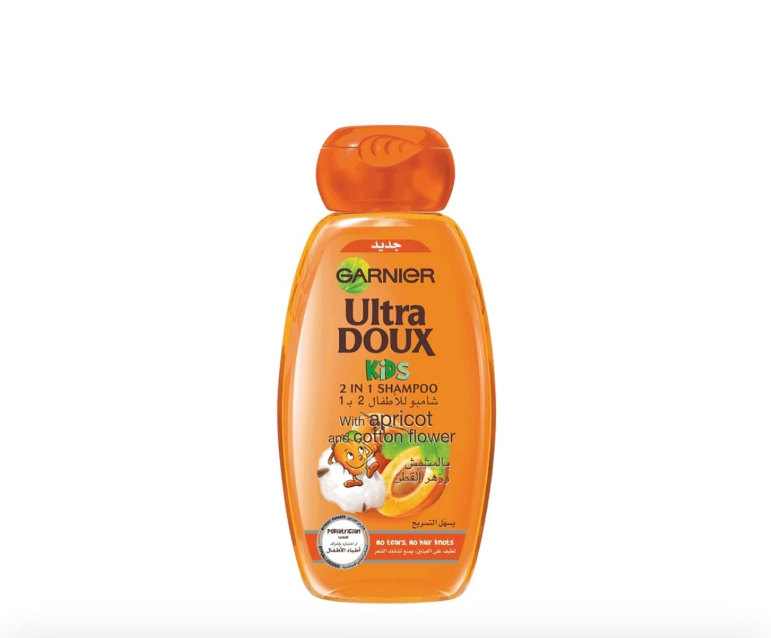 Garnier Ultra Doux 2 - In - 1 Apricot & Cotton Flower Kids Shampoo 600ml