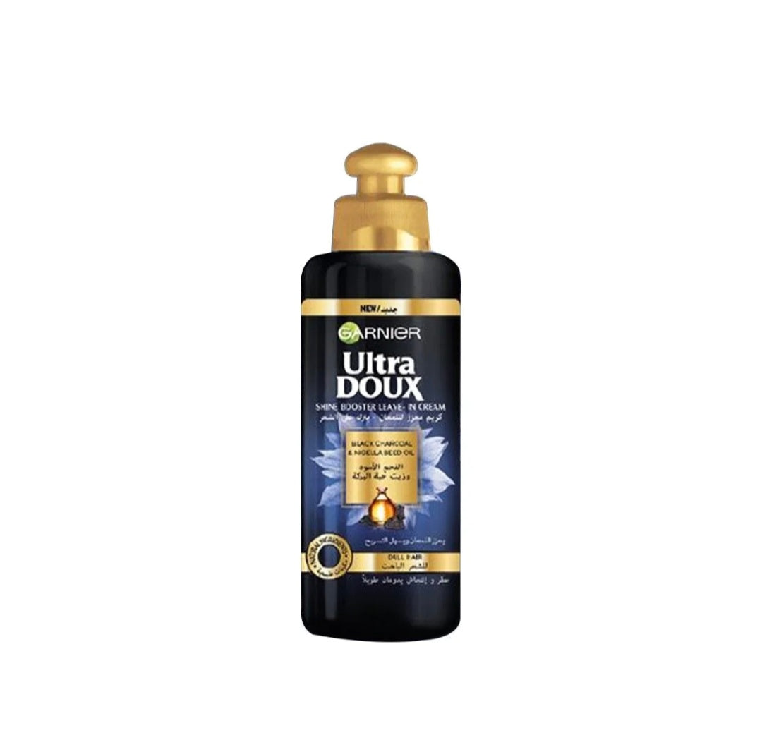 Garnier Ultra Doux Shine Booster Leave - In Cream Hair Care DUO PACK Black Charcoal & Nigella Seed Oil 200ml+200ml